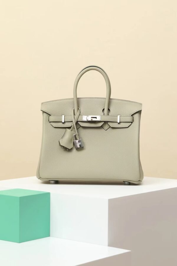 GPC Mode Birkin Togo Leather 1Q Sage green Silver Hardware 25cm Full Handmade