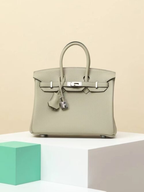 GPC Mode Birkin Togo Leather 1Q Sage green Silver Hardware 25cm Full Handmade