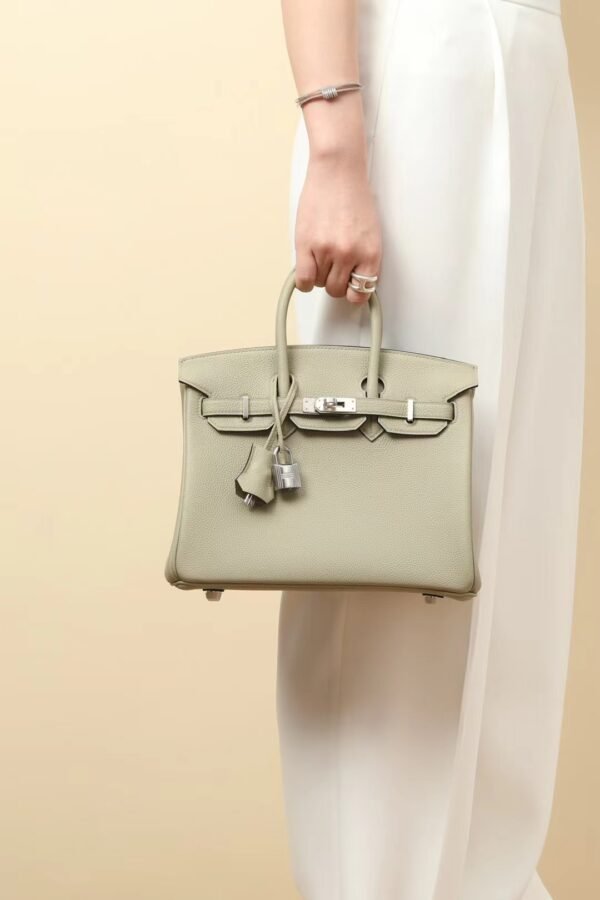 GPC Mode Birkin Togo Leather 1Q Sage green Silver Hardware 25cm Full Handmade