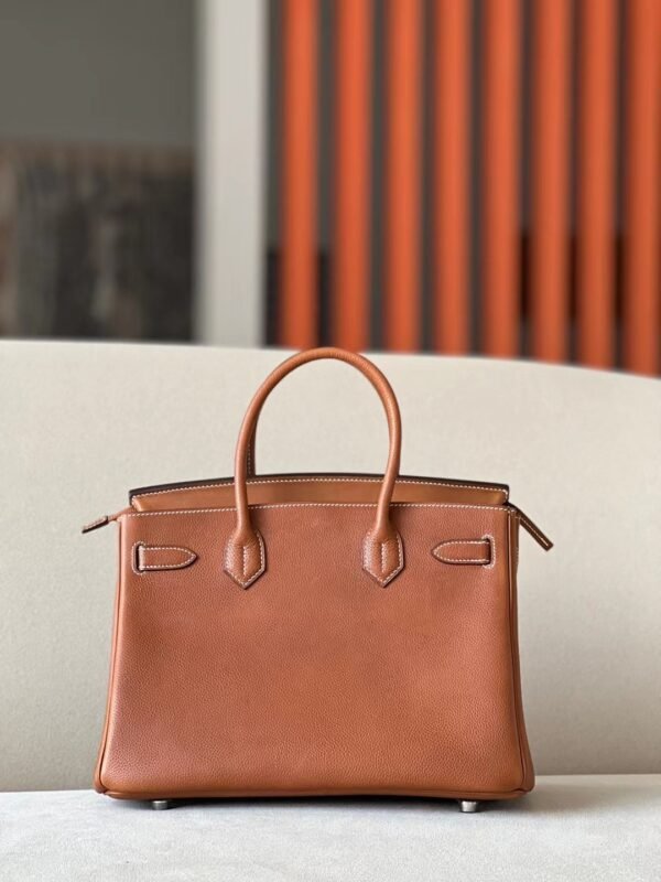 Hermes Birkin Barenia CK37 Golden Brown Silver Hardware 30cm Full Handmade