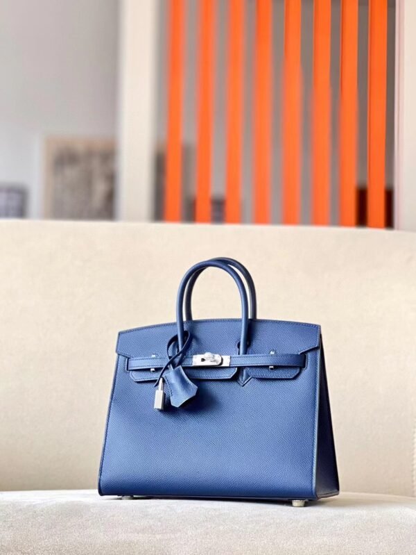 Hermès Birkin Epsom 73 Gem Blue Silver Hardware 25cm Full Handmade
