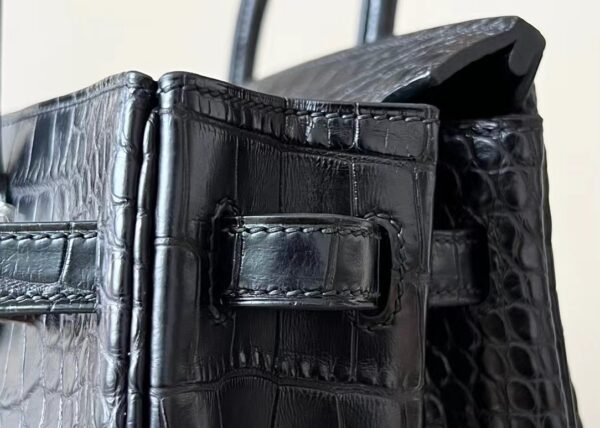 Hermes Birkin Matte Alligator crocodile CK89 Black Gold Hardware 25cm Full Handmade