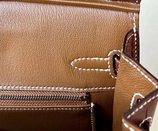 Hermes Birkin Matte Alligator CK37 Golden Brown Silver Hardware 25cm Full Handmade