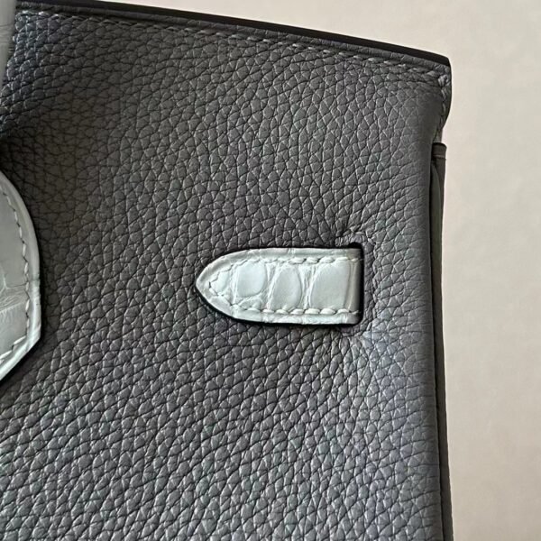 e99a1dd3f3db4f8 Hermès Brikin Togo & Matte Alligator 0L Deep Grey & OW Crystal grey Silver Hardware 25cm Full Handmade