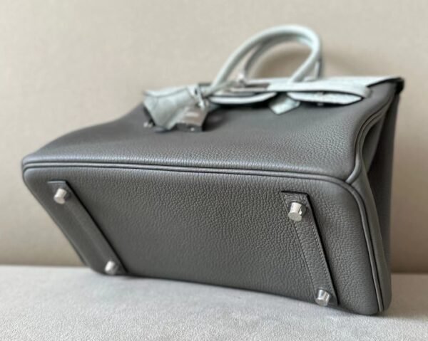 eabaad902b2b76b Hermès Brikin Togo & Matte Alligator 0L Deep Grey & OW Crystal grey Silver Hardware 25cm Full Handmade