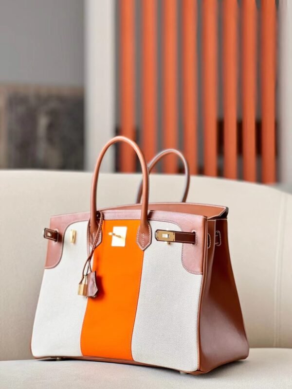 Hermes Birkin GARGO Canvas & Barenia CK37 Golden Brown Gold Hardware 35cm Full Handmade