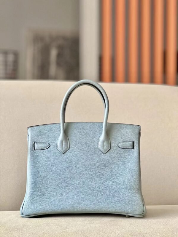 Hermes Birkin Togo J7 Linen blue & D0 Light Khaki Silver Hardware 30cm Full Handmade