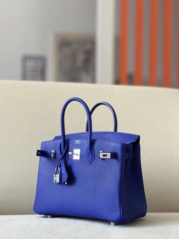 Hermès Birkin Togo 7T Bright Deep Blue Silver Hardware 25cm Full Handmade