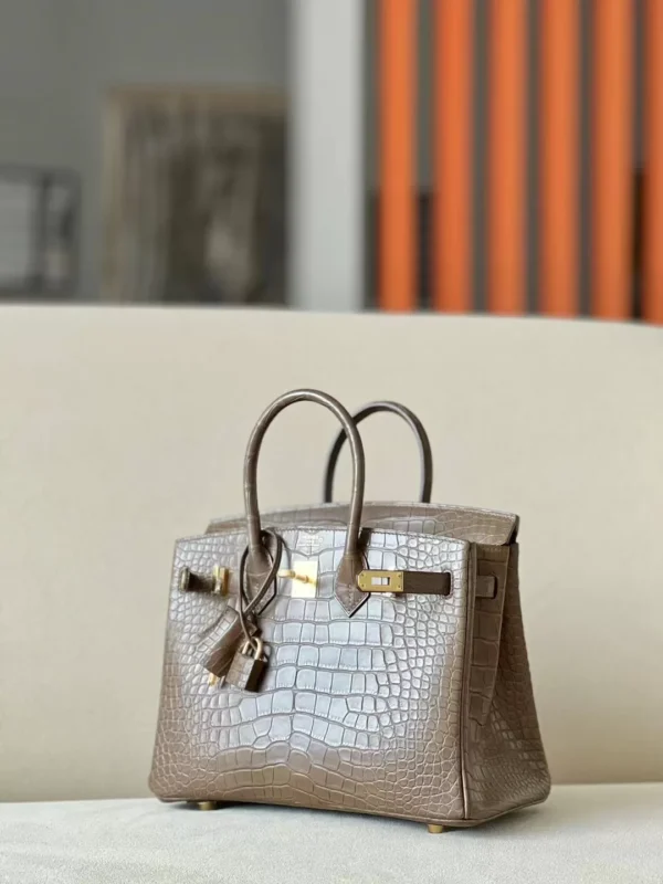 f14efb4ea325eec-jpg Hermès Birkin Matte Alligator crocodile Ck18 Etoupe Grey Gold Hardware 25cm Full Handmade