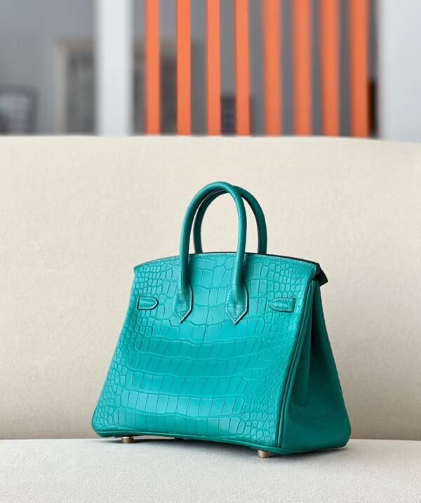 Hermes Birkin Matte Alligator crocodile Z6 Malachite green Gold Hardware 25cm Full Handmade