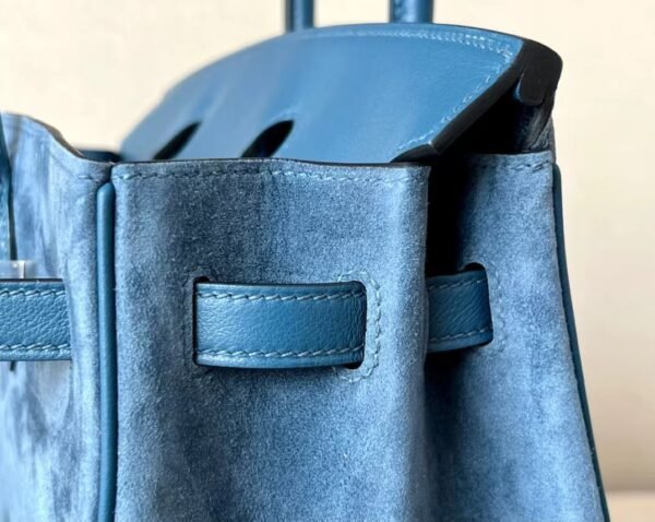 Hermes Birkin Chamois & Swift R2 Agate blue Silver Hardware 25cm Full Handmade