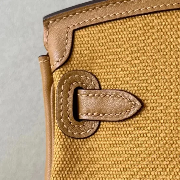 Hermès Birkin Canvas & Swift 2S Sesame yellow Silver Hardware 25cm Full Handmade