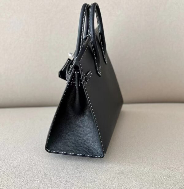 Hermes Birkin Epsom CK89 Black Silver Hardware 25cm Full Handmade