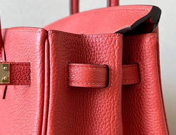 Hermes Birkin Togo Bright Red Gold Hardware 25cm Full Handmade