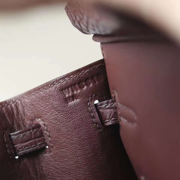 fbb7e8907c9fa0b GPC Mode Birkin Matte Alligator Crocodile 41 Reddish Brown Silver Hardware 20cm Full Handmade