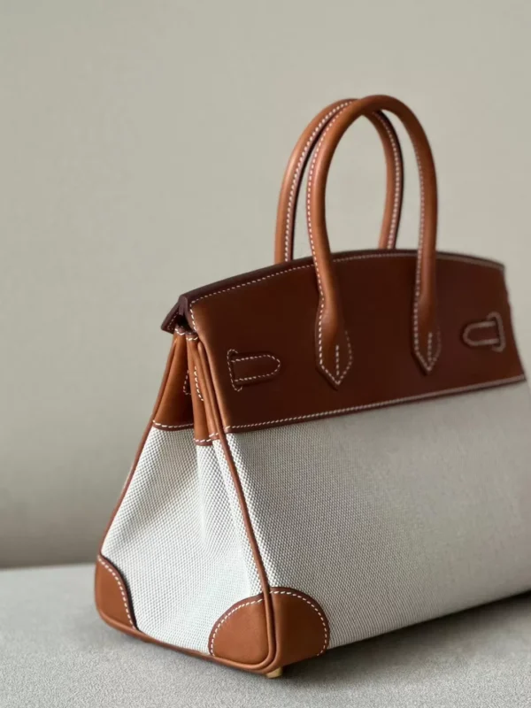Hermès Birkin canvas & Barenia CK37 Golden Brown Gold Hardware 25cm Full Handmade